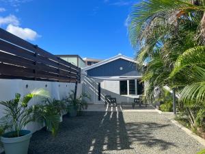 威廉斯塔德Tropical Escape: Spanish Water Studio Curacao的前面有棕榈树的房子