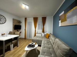 维尔蒂尼克Apartmani Lotus Vrdnik的客厅配有沙发和桌子