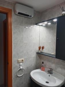 阿尔考斯布里Alcossebre RESIDENCIAL ALANDALUS 5002的一间带水槽和镜子的浴室