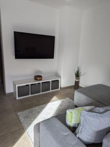 维尔德科格尔山麓布兰贝格Apartment Talblick的客厅设有壁挂式平面电视。