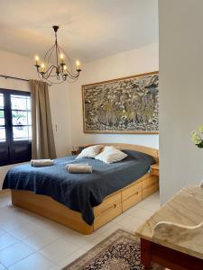 科斯塔特吉塞La Mar Poolvilla的一间卧室配有一张床和一个吊灯