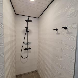 索特Iso-Syöte Villa Remo的浴室设有淋浴和2个淋浴喷头