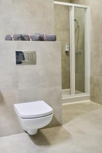 华沙Top Loft Znana的浴室配有白色卫生间和淋浴。