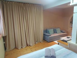 苏博蒂察Apartment Slađana的客房设有床、沙发和窗户。