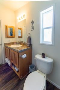 斯波坎Cute and Cozy 3 Bed 2 Bath Home in North Spokane的一间带卫生间、水槽和窗户的浴室