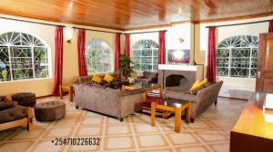 奈瓦沙Naivasha TownHouse的带沙发和壁炉的客厅