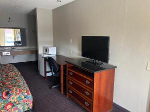 圣安东尼奥霍尔马克套房酒店的酒店客房配有一张床和一张书桌及一台电视