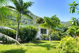 TivaTAHAA - Fare Motoi的院子里有棕榈树的白色房子