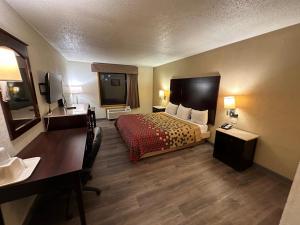 斯克兰顿Econo Lodge Scranton near Montage Mountain的配有一张床和一张书桌的酒店客房