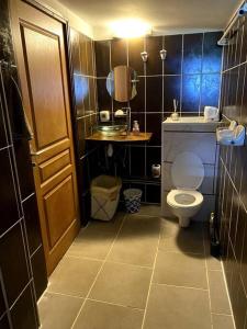 圣若瑟Studio gadiamb的一间带卫生间和镜子的小浴室