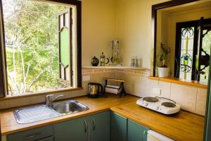 布赖特阿什伍德别墅的带水槽的厨房台面和窗户
