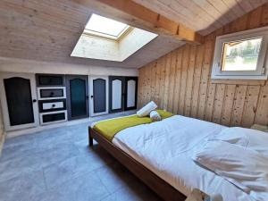 里雾诗Apt Nala - Sunny Renovated Duplex - 2bed apt - Views - Hikes的一间卧室配有一张带天窗的大床