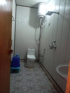 巴德里纳特Badrinath Jbk by Prithvi Yatra Hotel的一间带卫生间和水槽的小浴室