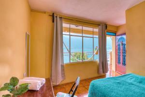 圣佩德罗拉拉古纳Amigos的一间卧室设有一张床和一个美景窗户。