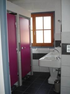 圣让皮耶德波尔伊扎旭罗住宿加早餐旅馆的一间带水槽和窗户的浴室