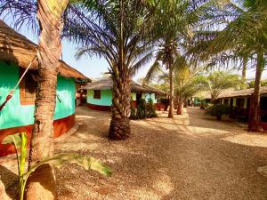 BubaqueMANGO LODGE的房屋前一排棕榈树