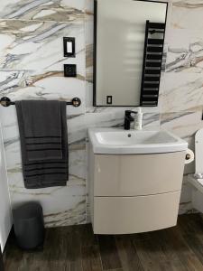 彼得罗沙尼OZONE的浴室设有白色水槽和镜子
