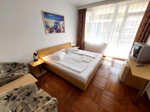 尼普顿Hotel Istria的一间卧室配有一张床和一台电视。
