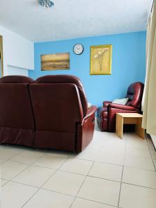 圣海伦斯semi-detach的客厅配有沙发和两把椅子