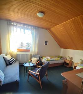 利托斯基简Privat Mária的客厅配有沙发和1张床