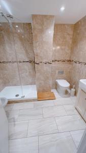 伯恩茅斯Luxury apartment in Bournemouth的带淋浴和卫生间的浴室