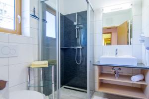 斯拉德明巴郎滋特夫旅馆的带淋浴和盥洗盆的浴室