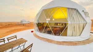 BadīyahMilky way Domes Desert Camp的沙漠中的一个圆顶房子