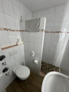 福森Ferienhaus Elisabeth的白色的浴室设有卫生间和水槽。