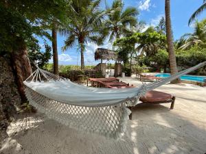 普瓦尼梅查恩加尼Villa Kipara - Beachfront with Private Pool的游泳池畔海滩上的吊床