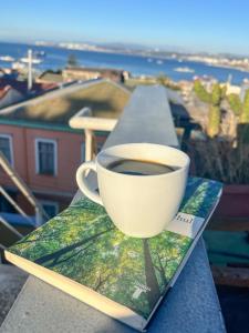瓦尔帕莱索利莫里亚旅舍的坐在阳台上看书,喝杯咖啡