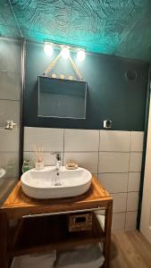 Dorna CîndrenilorDorna Iglu Luxury Glamping Resort的一间带水槽和镜子的浴室