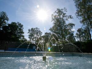 多廷赫姆Recreatiepark de Wrange的阳光灿烂的泳池中的喷泉