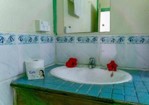 Wayasewa IslandWaya Lailai Eco Haven的浴室设有白色水槽和镜子