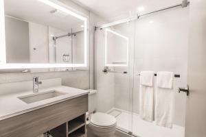 多伦多Holiday Inn Express Toronto-North York, an IHG Hotel的一间带水槽、卫生间和淋浴的浴室