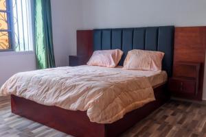 BueaE&T Resorts的卧室内的一张带两个枕头的床