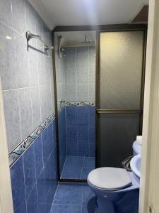 麦德林Hostel Kumho Home的一间带卫生间和淋浴的浴室