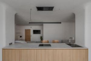 敖德萨Sfumato Rooms的厨房配有水槽和台面