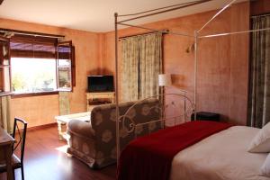 加尔甘塔劳利亚卡洛斯一世乡村酒店的一间卧室配有一张床、一张沙发和一台电视