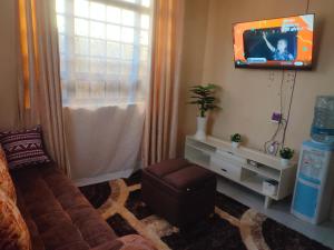 蒙巴萨Mahnoor Airbnb Mombasa的带沙发和电视的客厅