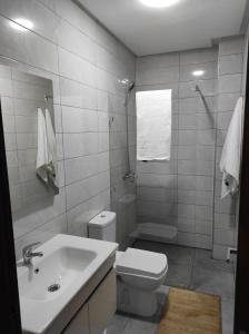 纳祖尔La Joie Al Jadid的白色的浴室设有卫生间和水槽。