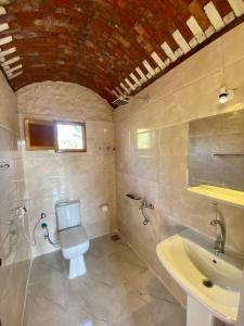 锡瓦Siwa Palace Lodge的一间带卫生间和水槽的浴室