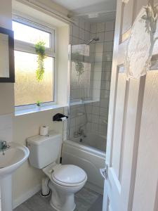 赫尔Kisobi Home Bedroom 2的白色的浴室设有卫生间和水槽。