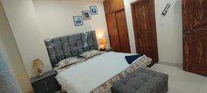伊斯兰堡Muhammad Homes&Land的一间卧室配有一张床和一把椅子