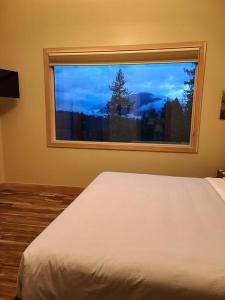 Crescent ValleyFive Star-Amazing views and Hot Tub的卧室内的一张床位,卧室设有美景窗户