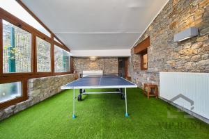 莱塞斯卡尔德-恩戈尔达Chalet Can Noguer的石墙房里的乒乓球桌