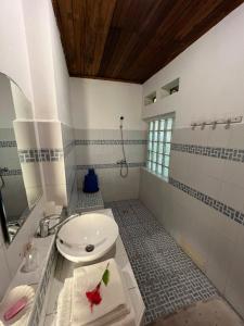 Ile aux NattesResidence Monique的浴室配有白色卫生间和盥洗盆。