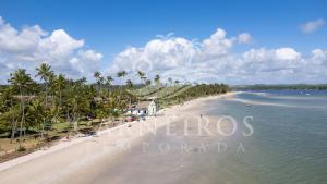 普拉亚多斯卡内罗斯Eco Resort - Praia dos Carneiros的享有棕榈树海滩和大海的景色