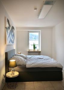 BraunshausenSchneiders Ferienwohnung 2的一间卧室设有一张床和一个窗口