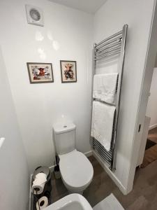 爱丁堡En-suite Room with Independent Entrance.的浴室配有白色卫生间和盥洗盆。