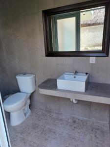Colonia La ProvidenciaChalet san marino的一间带卫生间、水槽和镜子的浴室